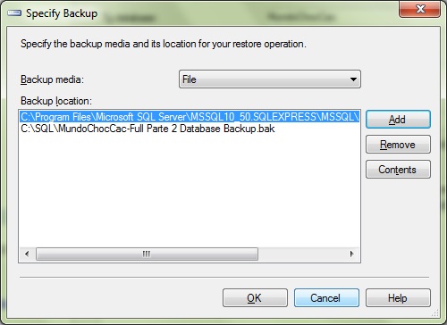 SQLServer-sets to restore specify backup